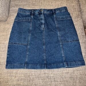 Boden Seamed Denim High Rise Mini Skirt Mid Wash 10R